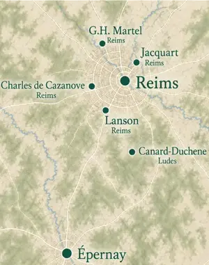 Location of Lanson and Reims