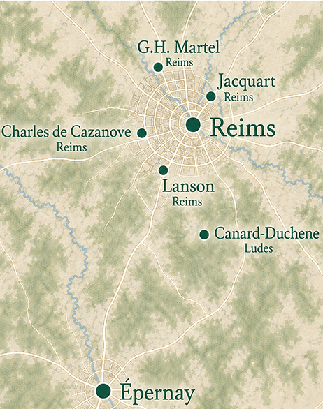 Location of Lanson and Reims