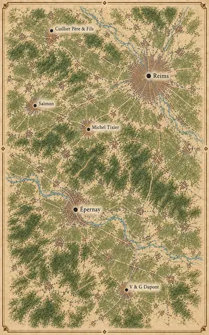 Location of houses relative to Reims and Épernay