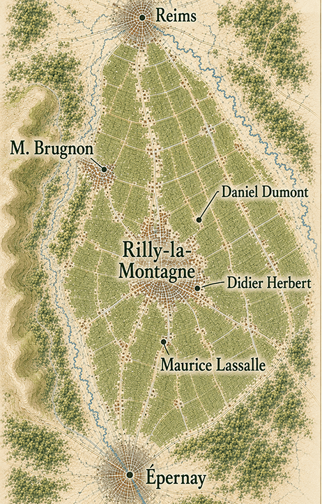 Location of Didier Herbert in relation to Reims and Epernay